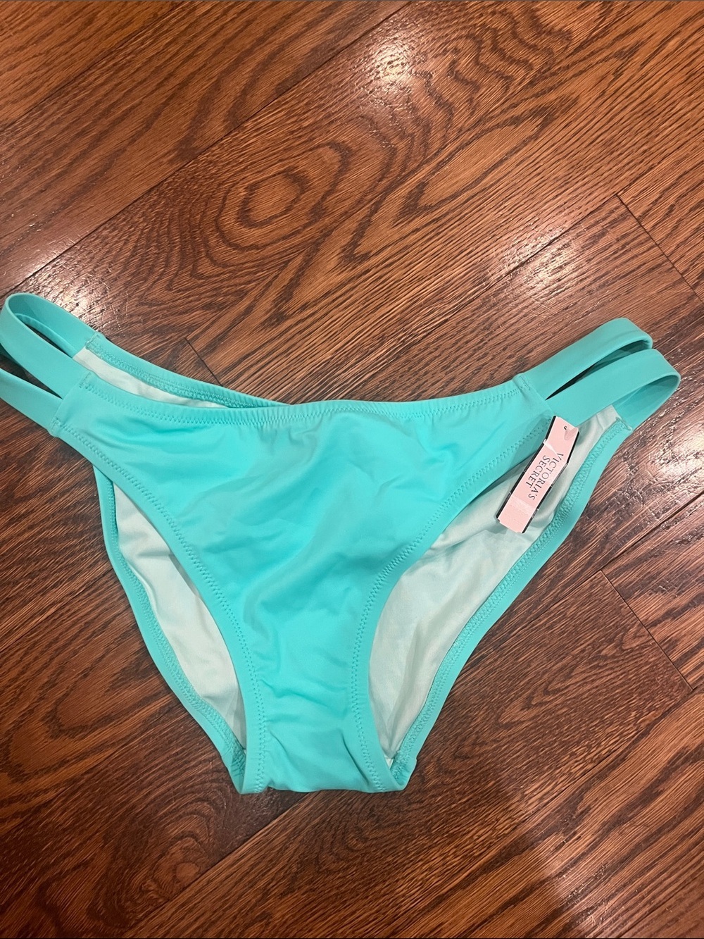 Victorias Secret L NWT Aqua Strappy Bikini Bottoms